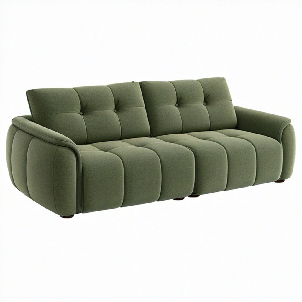 Sofa trzyosobowa 220 x 95 x 85 cm zielona z tapicerką tkaninową pikowana