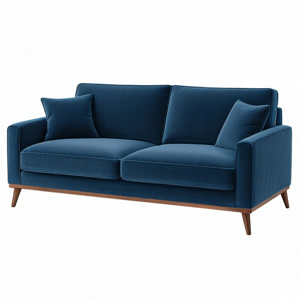 Sofa dwuosobowa 190 x 85 x 84 cm granatowa tapicerowana tkaniną w stylu skandynawskim