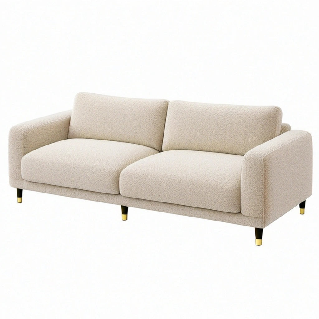 Sofa dwuosobowa 180 x 85 x 82 cm z tkaniny kremowa - nowoczesna