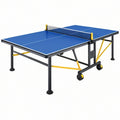 Stół do tenisa stołowego 274 x 152.5 x 76 cm niebieski składany z metalową ramą i siatką