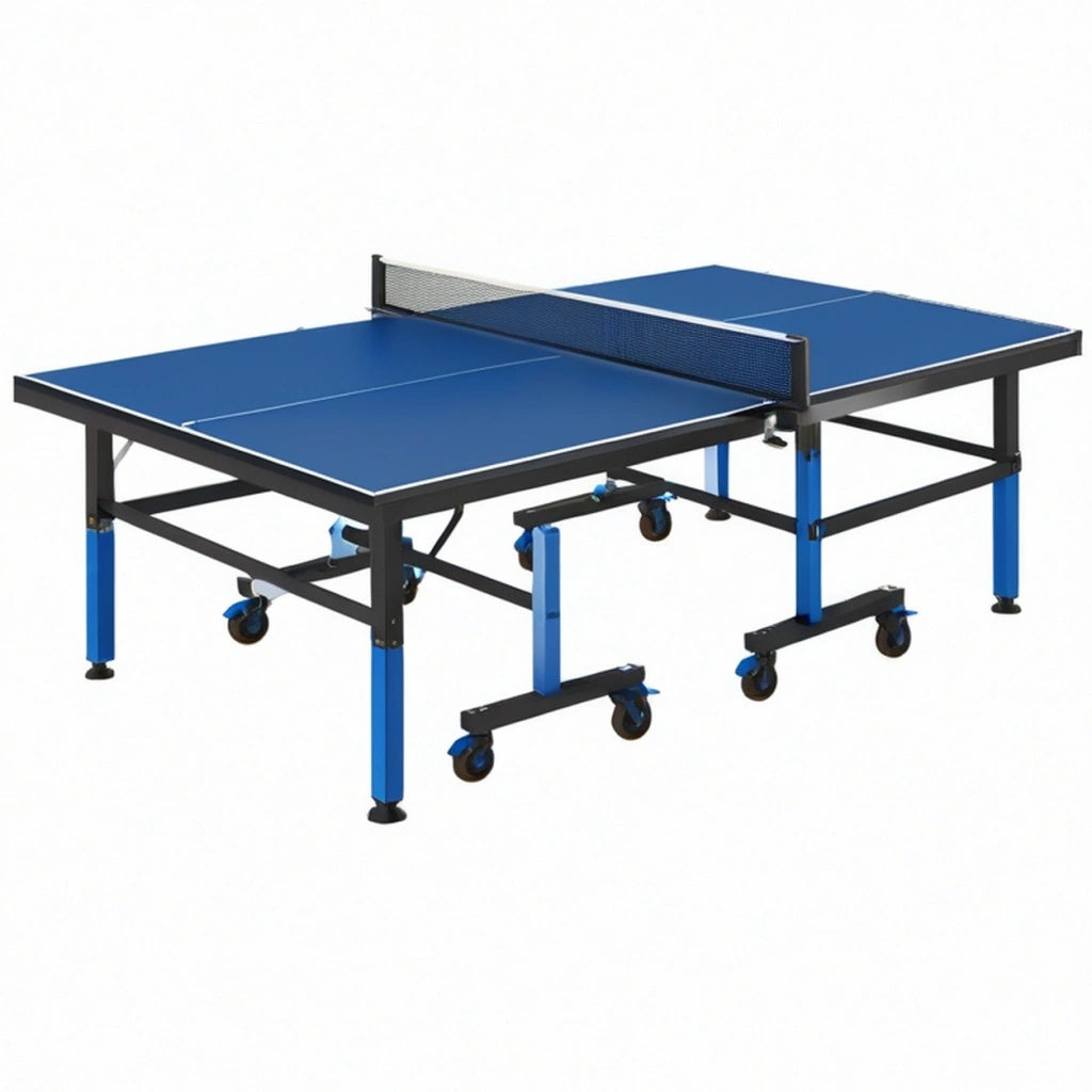 Stół do tenisa stołowego 274 x 152.5 x 76 cm niebieski składany na kółkach