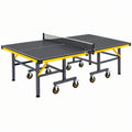 Stół do tenisa stołowego 274 x 152.5 x 76 cm stal czarny żółty składany na kółkach