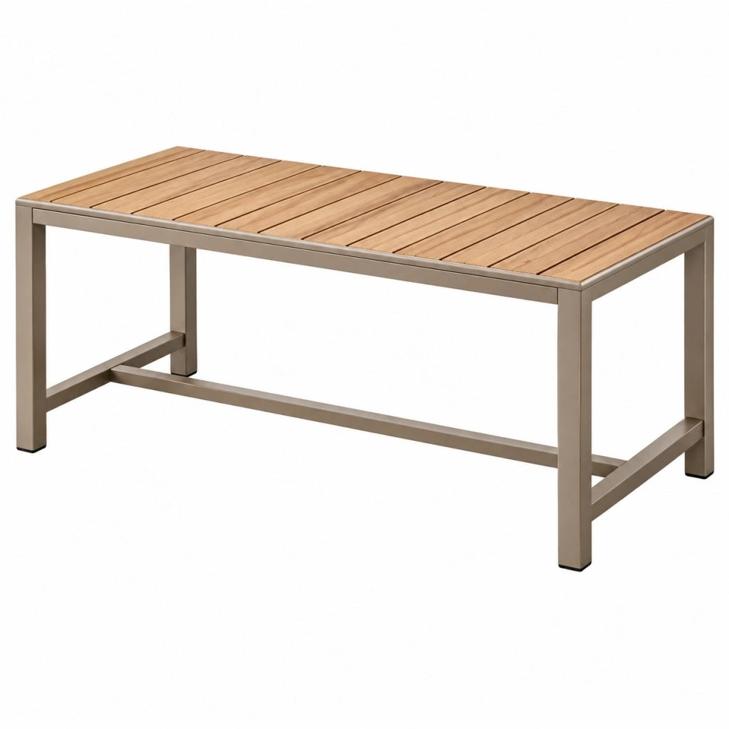 Stół ogrodowy 150 x 90 x 75 cm z drewnianym blatem i metalową ramą brązowy/beżowy