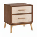 Stolik nocny 45 x 40 x 60 cm z drewna w kolorze orzechowym z dwiema szufladami